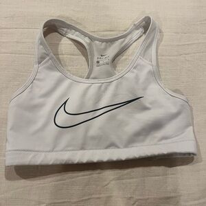 Nike Women's White Sports Bra with Black Logo
